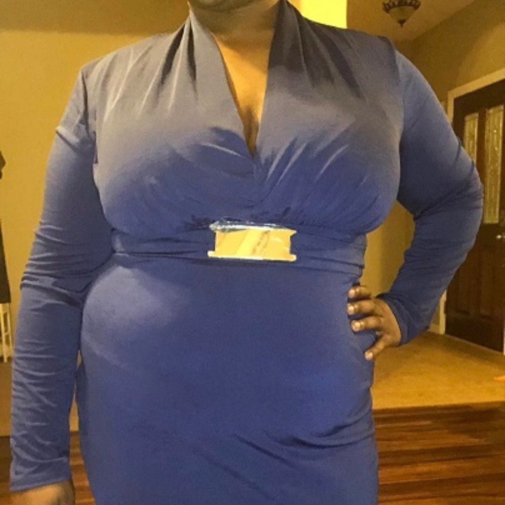 LONG SLEEVE ROYAL BLUE DRESS PLUS SIZE 2X